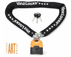 VINZ Makalu ART 4 Gekeurd Kettingslot 180cm - 3 sleutels - ART 4 slot - Lang Motorslot / Bootslot