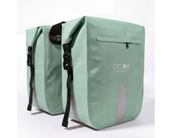 Cycloni FLOW 48L Dubbele Fietstas - 100% Waterdicht Fietszakken - Moderne Design voor Electrische Fiets - Voor Dames en Heren - Mint Groen