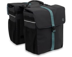Gazelle Dubbele Fietstas - Met Mik Adapter - Zwart / Groen - 39 Liter