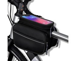 Fietstas - Waterproof Fiets Frame Tasje - Frametas Fiets - Racefiets frametas - Fietstas Fietsframe Wielrennen - Fietstas Fietsframe Wielrennen - Waterafstotend - Touchscreen - Telefoonhouder - Opberghoes - Zwart