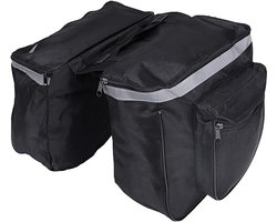 Fietstas - Met Reflectoren - Grote fietstas - Waterdicht - Polyester - Fietstassen - Fietstassen enkele fietstas - Geschikt voor o.a elektrische fiets - 33×11×27cm - Zwart
