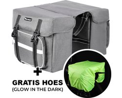 Fietstas - Fietstassen Dubbel - Fietstassen Elektrische Fietsen - Grijs - 4 vakken - Waterdicht - Outdoor Fietstas - Met Waterafstotende Hoes