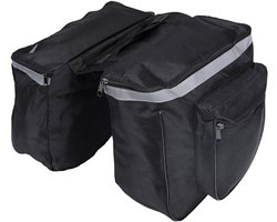 Dubbele Fietstas - Fietstas - Waterafstotend - Reflectoren - 28 X 32 X 17 Cm - Met Riem - Scheurvaste Bagagedragertas - Kofferbaktas Achterbank - Geschikt Voor Mountainbikes, Vouwfietsen of Toerfietsen - Zwart
