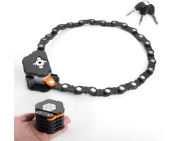 Vouwslot - Fietsslot - Fietsslot Opvouwbaar Slot - Fatbike Slot - Anti-Diefstal - Kettingslot - Compact - Anti-Diefstal - Fietsslot voor mountainbike - Met Houder En 2 Sleutels - Geschikt Voor Elektrische Fietsen / Motoren / Mountainbike - 78 CM