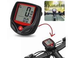 Cheqo® Fietscomputer - Fietscomputer Met Draad - Fietskilometerteller - Kilometerteller Fiets - Fietssnelheidsmeter - Fiets Teller - Fietscomputer Lcd - Fietscomputer Groot Scherm - Fietscomputer 15 Functies - Fietscomputer Met Klok