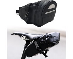 Zadeltas racefiets - Fietszadeltas - 20x15.5x6cm - Waterdichte Zadeltas - Fiets Tas - Wielren Tasje - Universeel - met rits - Fietsaccessoires - reisbenodigdheden - eenvoudig te installeren - Opberging - Voor E-bike, Racefiets, Trekkingfiets - Zwart