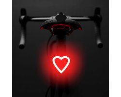 Fietsachterlicht - Oplaadbaar - LED - Fietsnachtlampje - Nachtachterlicht - Hoge helderheid - Veiligheidswaarschuwingslicht - Creatief achterlicht - 5 standen - Geschikt voor nachtelijk fietsen en wielrennen - Hartvormig - Rood