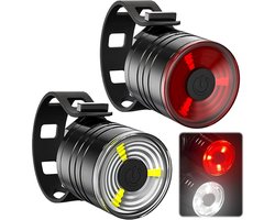 Fietsverlichting voor en achter, ondersteunt drie verlichtingsstanden, LED-lampen, werkt op een kleine fietsaccu, waterdicht en geschikt voor mountainbikes.