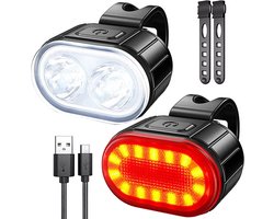 Fietsverlichtingsset Sport - Voorlicht en Achterlicht - LED - USB-Oplaadbaar