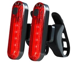 2 stuks fietsverlichting - Krachtig fietsachterlicht - Achterlicht voor de fiets - USB-C oplaadbaar - Krachtige LED-fietslamp - 5 standen - Waterdichte LED-lamp - Geschikt voor fietsen, wielrenners en mountainbikes