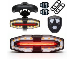 Fietsachterlicht - Fietsveiligheidslicht - 5 Lichtstanden & Draadloze Afstandsbediening - Met Richtingaanwijzer & USB Oplaadbaar - 500mAh - Waterdicht & Compact - Voor Nachtelijk Fietsen