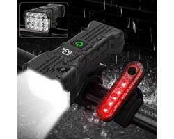 Fietslamp met 12 LED's, Geschikt Geschikt voor- en achterlicht, oplaadbaar, waterdicht IP65, 1800 mAh, 9500 lumen, fietslamp met 6 + 5 standen, Geschikt Geschikt voorlicht met dimmer, Geschikt Geschikt Geschikt Geschikt voor mountainbike en racefiets