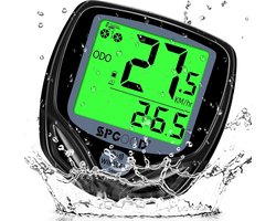 Fietscomputer Draadloos Universeel 19 Functies IP54 Waterdicht, Fietscomputer, Fietssnelheidsmeter, Fietskilometerteller, Fietssnelheidsmeter, Fietscomputer, Fietskilometerteller, Zwart