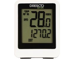 Dresco Draadloze Fietscomputer - 12 functies – Grote display – Scanfunctie – Spatwaterdicht – Incl. (CR2032) batterijen – Klok (12 of 24 uur) - Automatische start/stop – Achtergrondverlichting – Incl. bevestigingsmaterialen - Wit