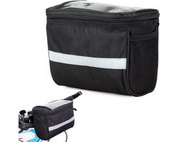 Stuurtas Fiets - Waterdichte stuurtas - Afneembare Fietstas Stuur - Fietsreisaccessoires - Telefoon Fiets Tas - Bagage-organizer - met transparante houder voor mobiele telefoons - Fietstassen Electrische Fietsen - Zwart