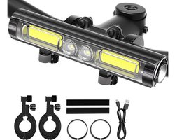 Fietslamp met 400-1500 lumen, superheldere LED-koplamp, 8 standen, oplaadbare fietslamp met 3000 mAh in- en uitgang, gebruiksduur 4-8 uur, waterdichte fietskoplamp voor fietsen en mountainbiken.
