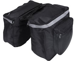 Dubbele fietstas - 30 x 26 x 12 cm Dubbele fietstassen waterdicht - 45L rote inhoud - meerlaagse opbergruimte - verdikt, kras- en slijtvast - reflecterende waarschuwing 's nachts - waterdicht en zonwerend - zwart