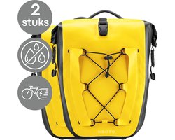 Kioto Fietstassen Dubbel Waterdicht - Makkelijk te bevestigen - 2x 25L - 100% Waterdicht - Fietszakken geschikt voor sportfietsen en elektrische fietsen - Geel