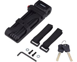 vouwslot fiets - met houder - met 2 sleutels - 85 cm - opvouwbaar - zwart