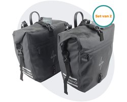 Voltano Enkele Fietstas Set E-bike - Zwart - 2 x 23 Liter - Gratis Schouderband - 100% Waterdicht - Fietstassen Elektrische Fietsen