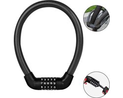 Colorful Sun® Fietsslot met cijferslot - Ø17,2mm / 57 cm - 1 stuk - Kabelslot Fiets - Motorslot - Fietssloten electrische fietsen - Cijferslot - Code Kabelslot - Cijfercombinatieslot - Slot met Code - Zwart