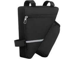 Fietstas voor op het frame, opbergtas voor de fiets, met bidonhouder en reflecterende strips, driehoekige fietstas, waterdichte tas, geschikt voor mountainbikes en racefietsen - zwart.