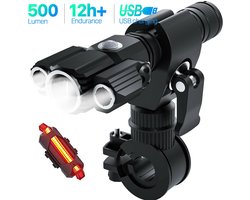 Fietsverlichting Set LED - Fietslampjes Voorlicht & Achterlicht - Fietslamp USB Oplaadbaar - MTB & Racefiets Verlichting - Waterdicht Fietslicht