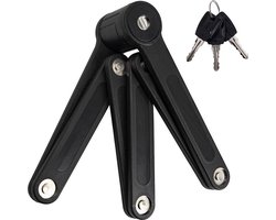 iBright Vouwslot - Fietsslot Met Houder – Fiets - E-Bike - Fatbike – 2 Sleutels - Geharde staal - Slot met klittenband bevestiging -85 cm - Zwart
