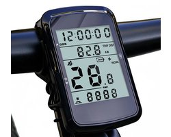kilometerteller fiets - fietssnelheidsmeter - fietscomputer - draadloze snelheidsmeter - USB-oplaadbare snelheidsmeter - groot LCD-scherm - zwart - ABS