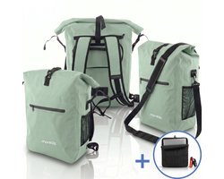 Morelia® Fietstas Incl Laptoptas & Achterlicht - Fietstassen - Fietstassen Electrische Fietsen - Fietstassen Enkel - 28 Liter - 100% Waterdicht - Tarpaulin materiaal - Mint Groen