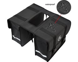 AG Fietstas -dubbele fietstas - fietstassen -50 Liter - electrische fietsen - Zwart - dubbel - waterdicht -volwassenen - elektrische fiets - Reflectoren - 100% polyester