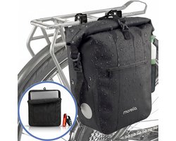 Morelia® Fietstas Rolltop - Incl Laptoptas & Achterlicht - Fietstassen - Fietstassen Electrische Fietsen - Enkele Dubbel - 28 Liter - 100% Waterdicht - Tarpaulin materiaal - Zwart