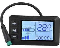 Fietscomputer - Fiets snelheidsmeter - LCD-display - 24V 36V 48V - waterdichte 5-pins interfacekabel - ABS-materiaal - Zwart