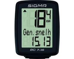 Sigma fietscomputer BC 7.16 - Zwart
