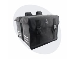 Voltano Canvas Dubbele Fietstas 70L XXL - Zwart - 100% Waterdicht - Afstandhouder Optie - Universele bevestiging - Grote Fietstassen Elektrische Fietsen