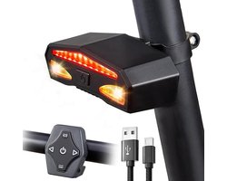 Fiets Richtingaanwijzer Achterlicht - Fietsverlichting Waarschuwingslicht - Veilig Fietsen - Draadloze Afstandsbediening - IPX4 Waterdicht - Zwart