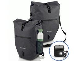 Morelia® Fietstas - Incl Laptoptas & Voorlamp 400 Lumen - Fietstassen - Fietstassen Electrische Fietsen - Fietstassen Enkel - 30 Liter - 100% Waterdicht - Tarpaulin materiaal - Zwart