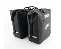 Dubbele Fietstas 56 Liter Zwart Met Reflectoren 100% Waterdicht E-bike Elektrische Fietsen