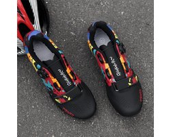 Kleurige Graffiti Fietsschoenen voor Mannen en Vrouwen - Geschikt voor Mountainbiken, Outdoor Activiteiten en SPD Lock Systeem