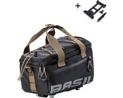 Basil Miles Trunkbag MIK - Bagagedragertas -100% Waterdicht - Stevig Polyester - Zwart/Grijs - 7 Liter