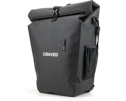 Craved Enkele Fietstas Linea - 28L - Geschikt voor E-Bikes - Zwart - 100% Waterdicht - Met schouderband - Inclusief uitneembaar laptopvak