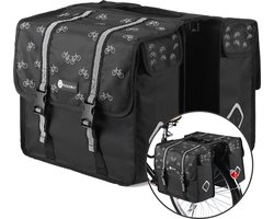 Packaway Dubbele Fietstassen - Waterdicht Fietstassen Elektrische Fiets - Reflectie - Fiets Patroon Zwart 36 Liter