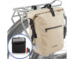 Morelia® Fietstas - Incl Laptoptas & Achterlicht - Fietstassen - Fietstassen Electrische Fietsen - Fietstassen Enkel - 28 Liter - 100% Waterdicht - Tarpaulin materiaal - Beige