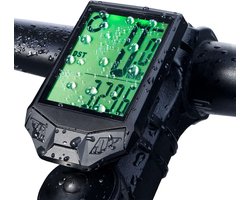 DOWO Fietscomputer Draadloos - Kilometerteller Fiets - Draadloze Fietscomputer met 2,5 inch LCD Scherm - Snelheidsmeter Fiets - Zwart