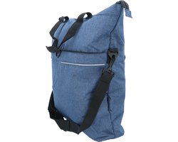 Dresco Enkele fietstas Blauw – 18 Liter – Ook als shopper of schoudertas te gebruiken - Extra voorvak - Spatwaterdicht polyester – 2 bevestigingshaken - Verstelbare schouderriem - Verstevigde bodem - Reflecterende accenten - Afmeting 49x45x18cm