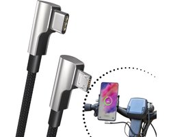 Thijox - 30 cm USB C Oplaadkabel voor Bosch Intuvia Fietscomputer, E-bike Accessoires, Smartphone Opladen, Micro USB naar USB C, Fietsaccessoires voor