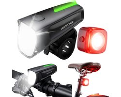 Disciplined SE Fietslampjes LED - Fietslamp Set Voorlicht & Achterlicht met Remlichtfunctie - Fietsverlichting Oplaadbaar - IPX5 Waterdicht - StVZO Goedgekeurd
