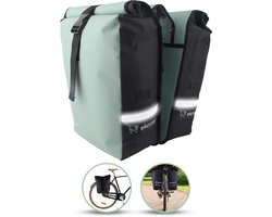 Ekostar® Dubbele Fietstas Roltop 46L - Waterbestendig - Mint/Zwart - Fietstassen Elektrische Fietsen
