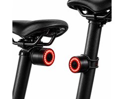 Wieport Fiets Achterlicht met Remsensor - voor Zadel & Zadelpen - USB C oplaadbaar - Zwart