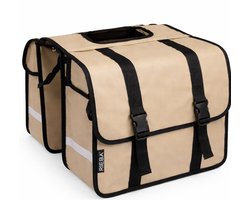 Rieba® Dubbele Fietstas 42 Liter - Electrische fiets - Stadsfiets - Reflectoren - Beige - Waterdicht - Tarpaulin - Universele Bevestiging